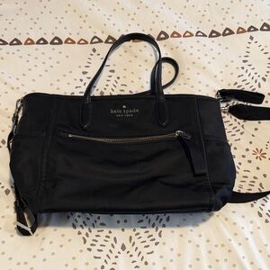 kate spade Black Nylon Shoulder Bag with Front Zip Pocket